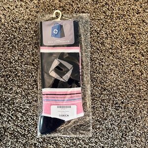 Pink and Black Striped Socks with DECA Diamond Logo